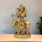 Brass Lord Krishna Statue with Kamdhenu Cow Hindu God Religious Idol Figurine Krishna with Holy Cow for Home Temple Mandir Decor Diwali Pooja - Decorative Showpiece Housewarming Gift